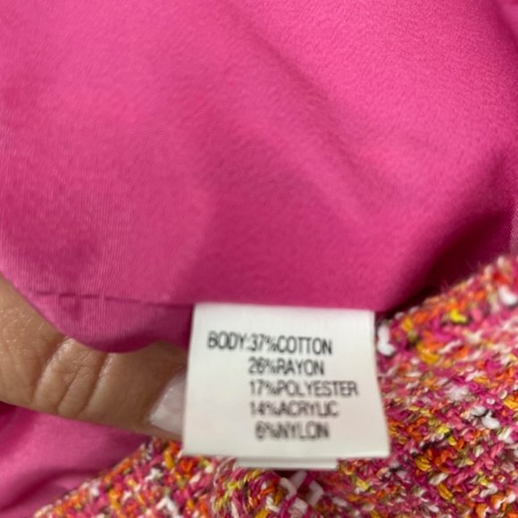 Vintage KAY UNGER Womens 10 Pink Multi Tweed Blazer Skirt Set Lined Pockets - Picture 11 of 16